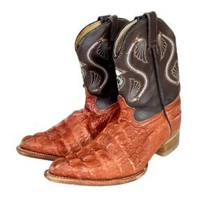 Premier Kids Western Cowboy Boot Tall Riding Crocodile Leather Youth 7 Red Rodeo